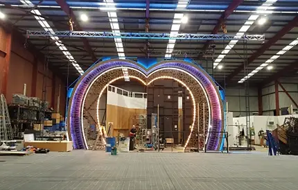 The LED heart archway on the Moulin Rouge! The Musical stage